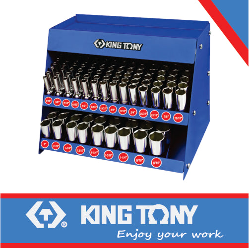 KING TONY SOCKET SHELF COMPLETE 1/2" DEEP S.A.E. 114PC | 4066SR