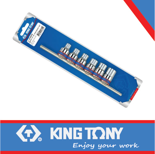 KING TONY SOCKET SET 6PC 1/2" FEMALE TORX E10 E20 ON A RAIL | 4106PR