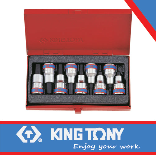 KING TONY SOCKET SET 9PC 1/2" HEX SET H3 H14 60MM | 4110PR