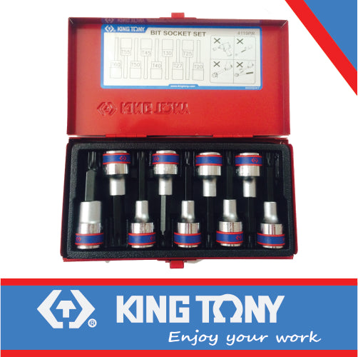 KING TONY SOCKET SET 9PC 1/2" TORX T20 T60 80MM | 4119PR