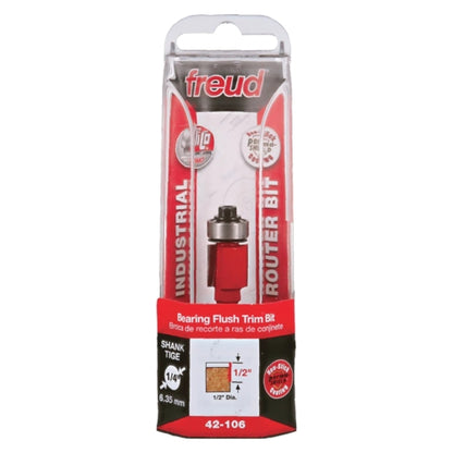 Freud Flush Trim Router Bit, D-12.7mm x h-25.4mm x H-65.4mm x C-12.7mm x A-1/4" | 50-10225P