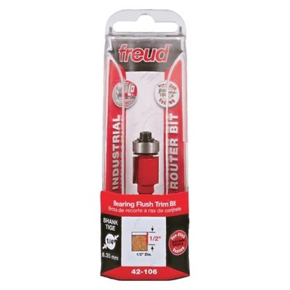 Freud Flush Trim Router Bit, D-9.53mm x h-12.7mm x H-60.9mm x C-9.53mm x A-1/4" | 42-10225P