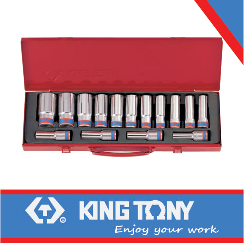 KING TONY SOCKET SET 15PC 1/2" DEEP 10 32MM 12P | 4215MR