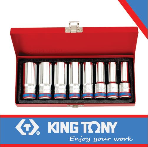 KING TONY SOCKET SET 8PC 1/2" DEEP 12 23MM 6PT | 4308MR