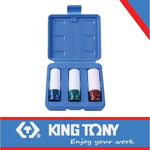 KING TONY SOCKET SET IMPACT 1/2" DEEP RIM PROTECTION  3PC | 4405MX