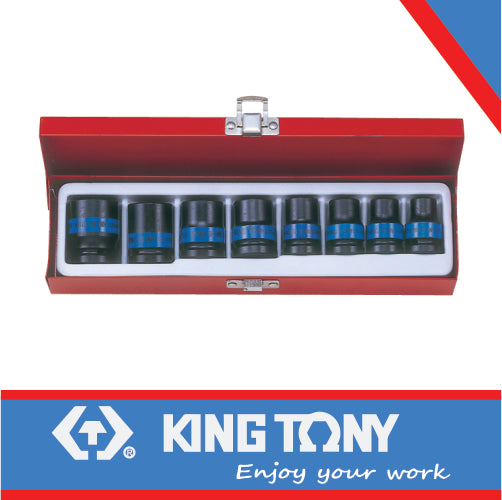 KING TONY SOCKET SET 8PC 1/2" STANDARD IMPACT 10 24MM 6P | 4408MP