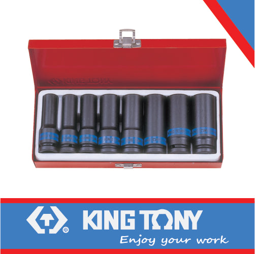 KING TONY SOCKET SET 8PC 1/2" DEEP IMPACT 12 23MM 6P | 4410MP