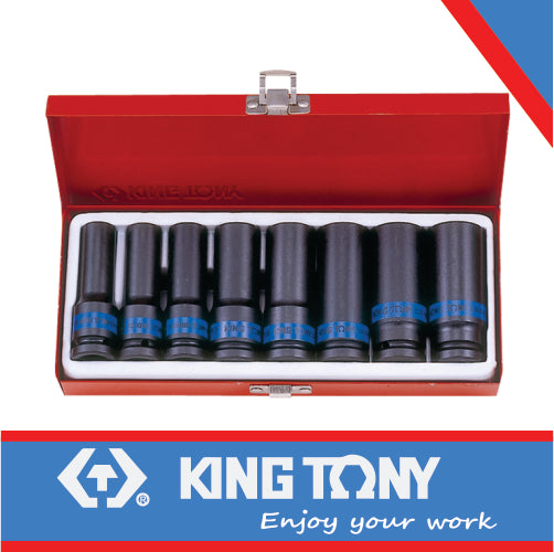 KING TONY SOCKET SET 8PC 1/2" DEEP IMPACT 12 24MM 6P | 4410MP01
