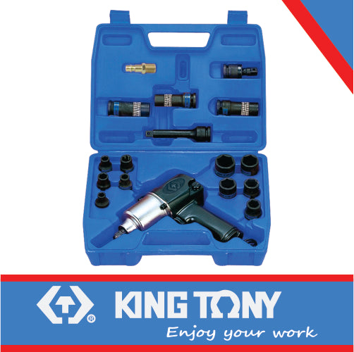 KING TONY PNEUMATIC IMPACT WRENCH SET 1/2" 21PC | 44116MP