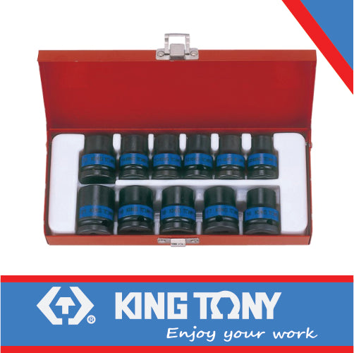 KING TONY SOCKET SET 11PC 1/2" IMPACT STANDARD 10 21MM 6P | 4412MP
