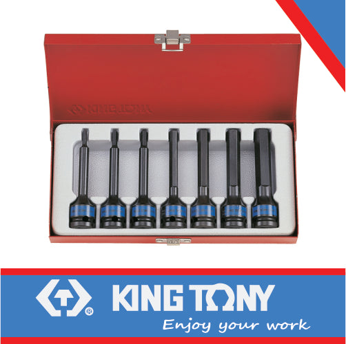 KING TONY SOCKET SET 1/2" IMPACT HEX 4 14MM 7PC | 4457MP