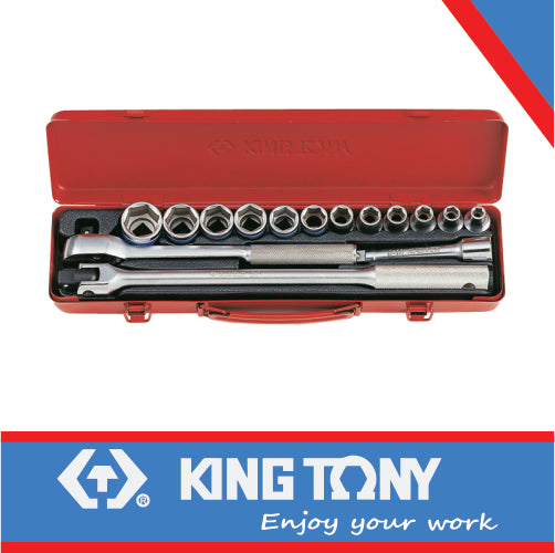 KING TONY SOCKET SET 15PC 1/2" 8 27MM 6P | 4501MR