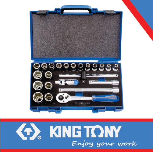 KING TONY SOCKET SET 23PC 1/2" 10 32MM EVA FOAM | 4523MRV01