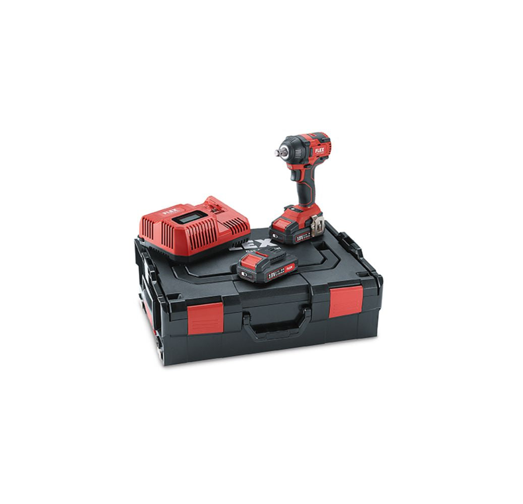 Flex IW 1/2" 18.0-EC/2.5 Set 1/2" Impact wrench driver set c/w 2x 2.5Ah batteries and intelligent charger in a L-BOXX | NEW 461776