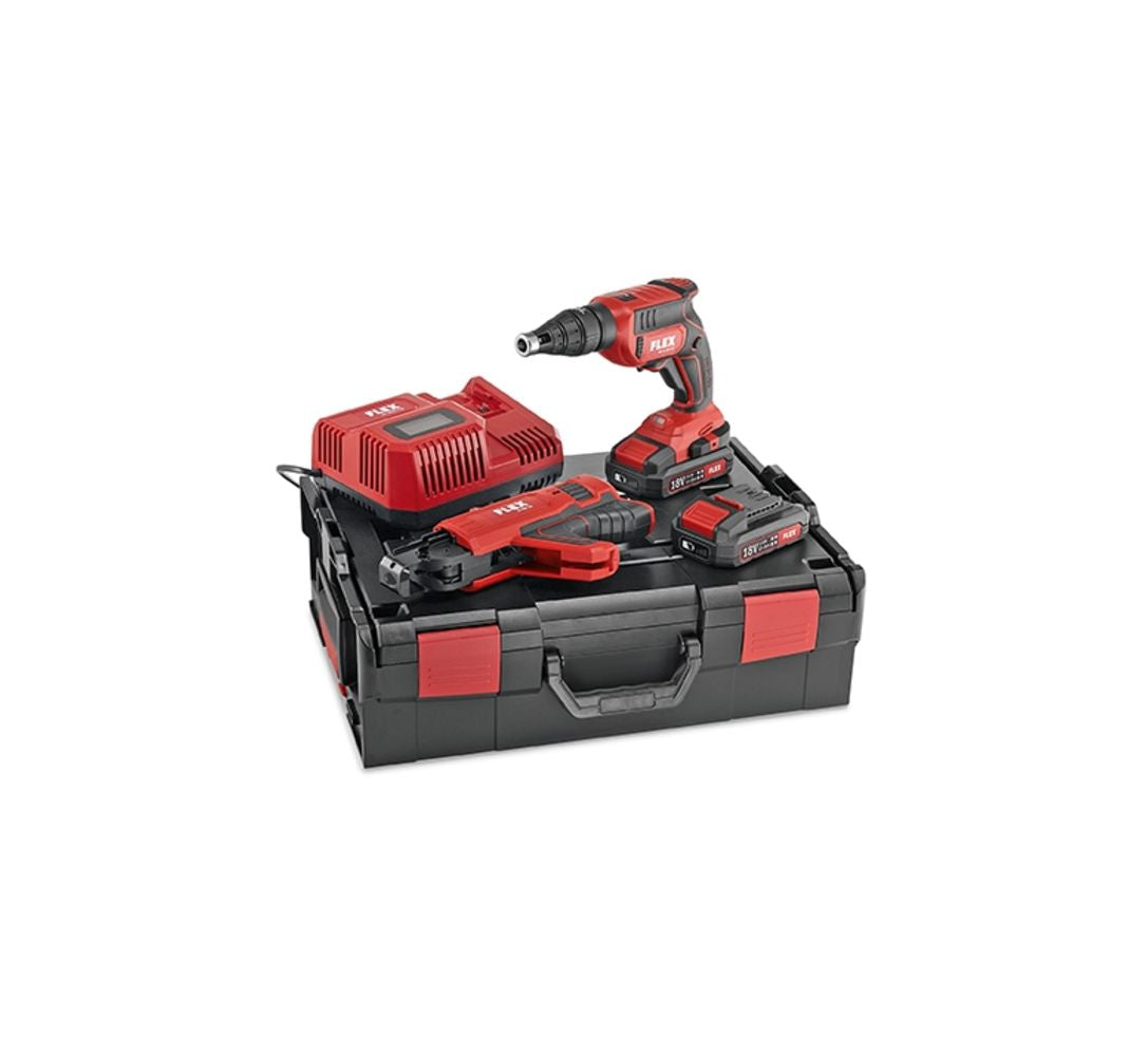 Flex DW 45 18.0-EC M/2.5 Set Cordless Drywall screwdriver 18V set with screw magazine, 2x 2.5Ah batteries and charger in a L-BOXX | NEW 466824