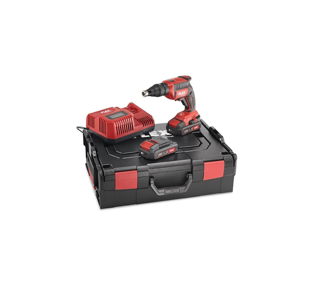 Flex DW 45 18.0-EC/2.5 Set Cordless Drywall screwdriver 18V set c/w 2x 2.5Ah batteries and intelligent charger in a L-BOXX | NEW 467146