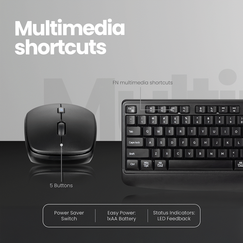 Volkano Onyx Keyboard and Mouse Combo With Dual mode BT | VK-20306-BK