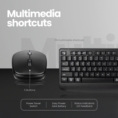 Volkano Onyx Keyboard and Mouse Combo With Dual mode BT | VK-20306-BK
