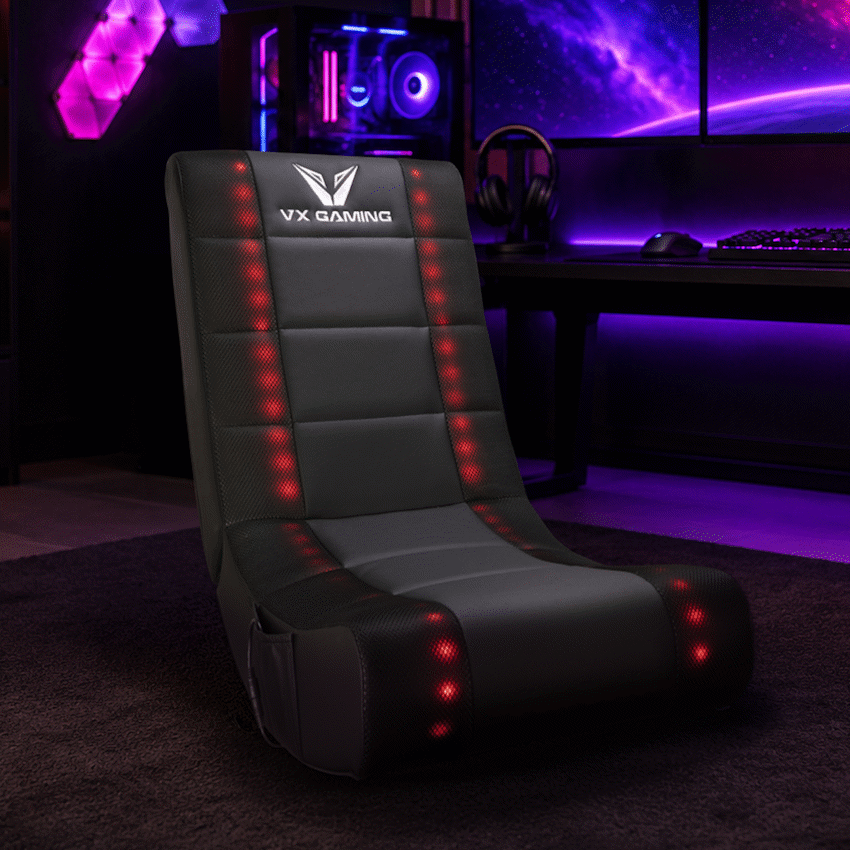 VX Gaming Electra Series Rocking Gaming Chair with LED lights | VX-193-LED-CF