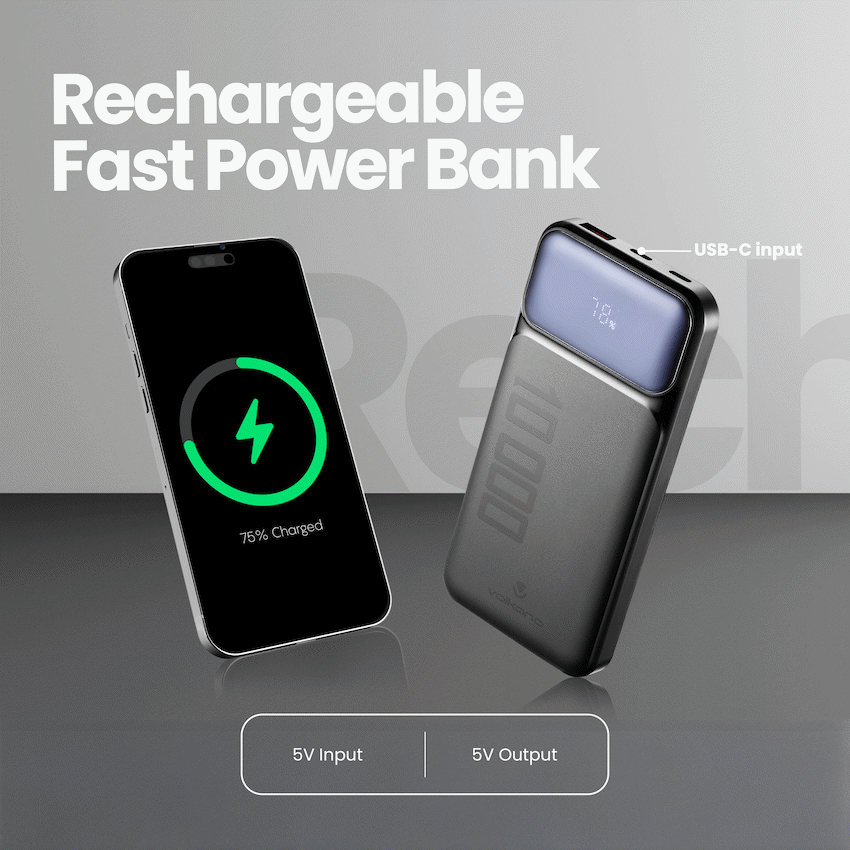 Volkano Roma Series 10000mah P.D. 20W Power Bank | VK-9024-BK