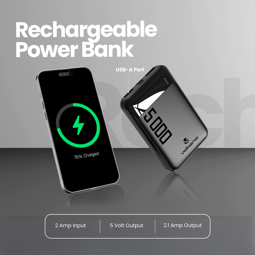 Volkano Punch Series 5000mah Power Bank | VK-9020-BK