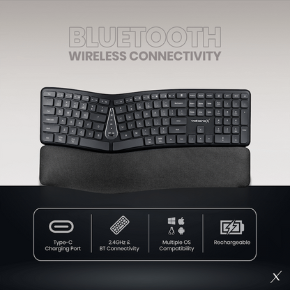 VolkanoX Ergo Bluetooth Wireless Keyboard | VK-20300-BK[V2]