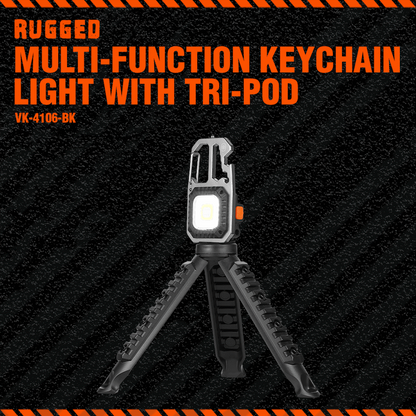 Rugged by Volkano Multi-Function Keychain Light with Tripod | VK-4106-BK