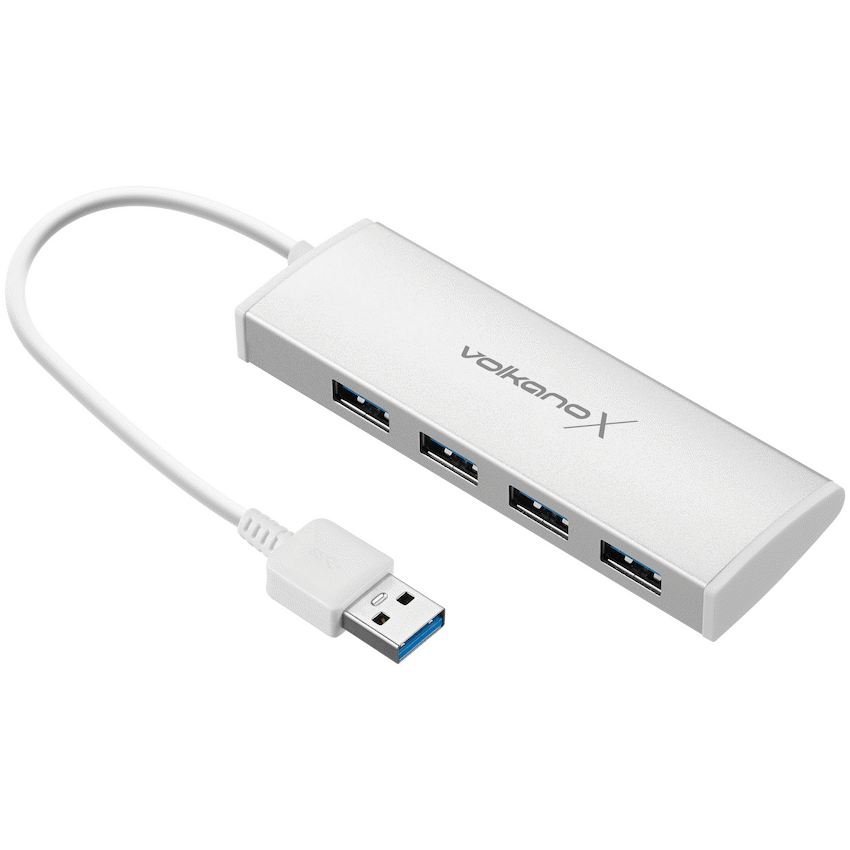 VolkanoX Media Series 4-Port USB Hub with Power Cable | VK-20208-SL