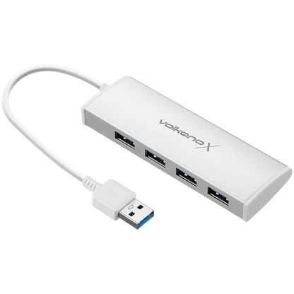 VolkanoX Media Series 4-Port USB Hub with Power Cable | VK-20208-SL