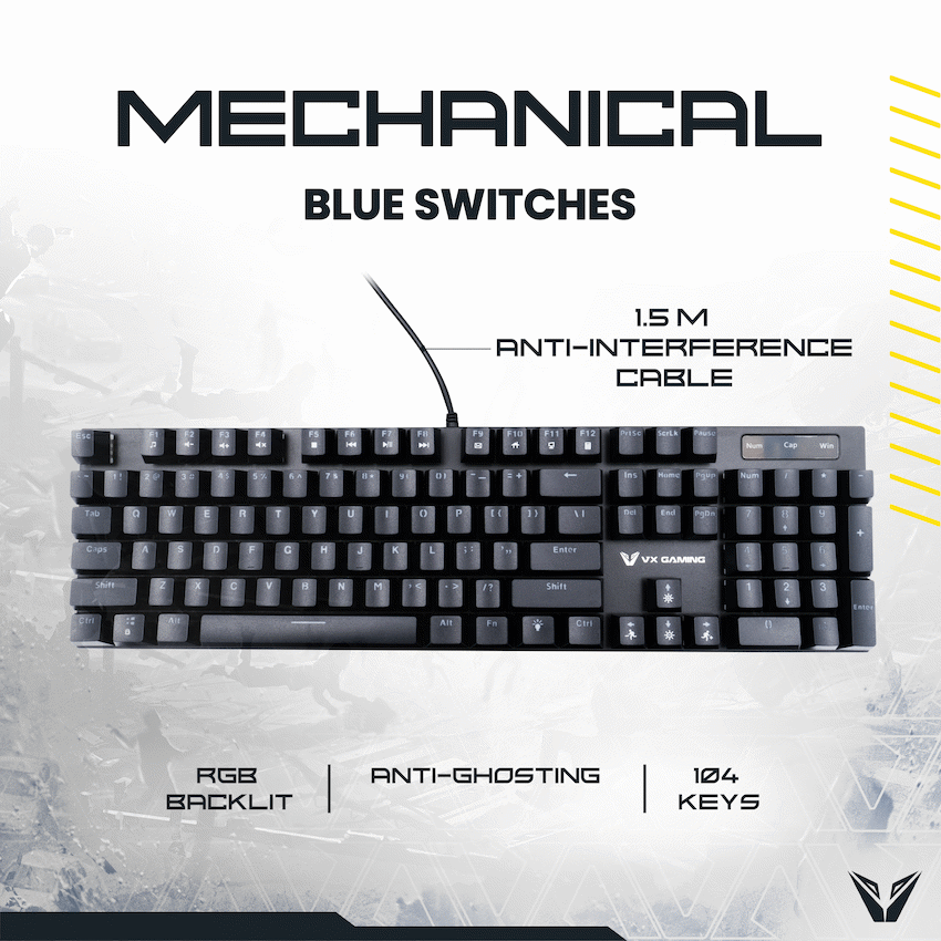 VX Gaming Floki RGB Full Mechanical Keyboard | VX-230-BK