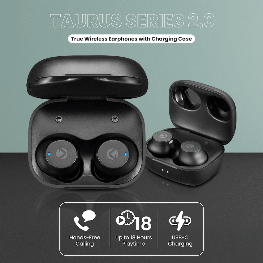 Volkano Taurus Series 2.0 True Wireless Earphones with Charging Case - Black | VK-1120-BK[V2]