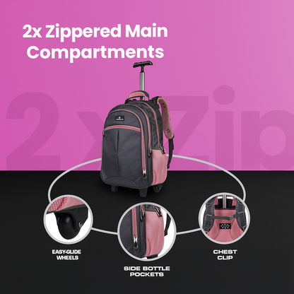 Volkano Orthopaedic Trolley Backpack 27L - Dark Grey/Pink | VK-7094-DGRPK