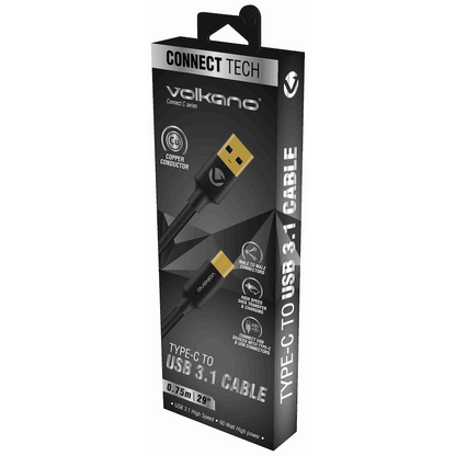 Volkano Connect C Type-C to USB 3.1 Cable M/M 0.75m | VK-20199-BK