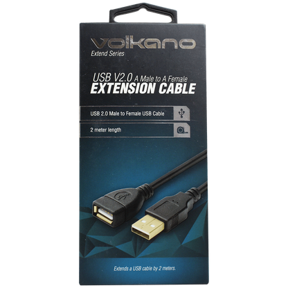 Volkano Extend Series USB Extension Cable - 2m - Black | VK-20017-BK