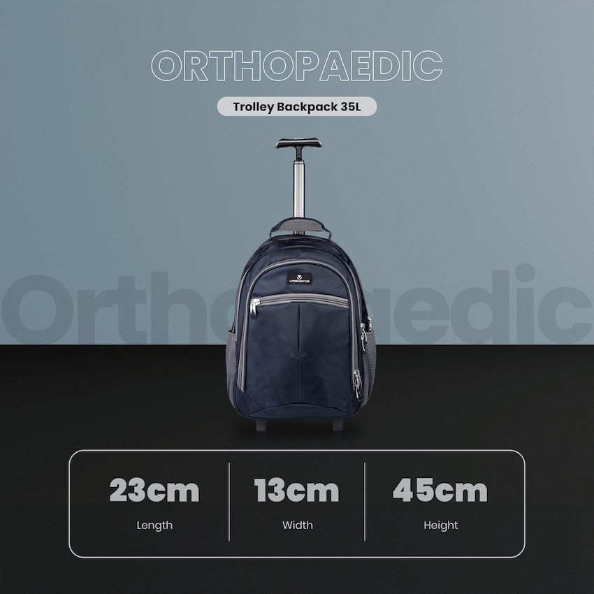 Volkano Orthopaedic Trolley Backpack 27L - Navy/Grey | VK-7094-NVGR