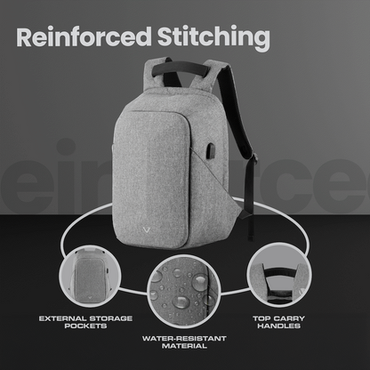 Volkano Trident 15.6" Laptop Backpack - Grey | VK-9139-GR