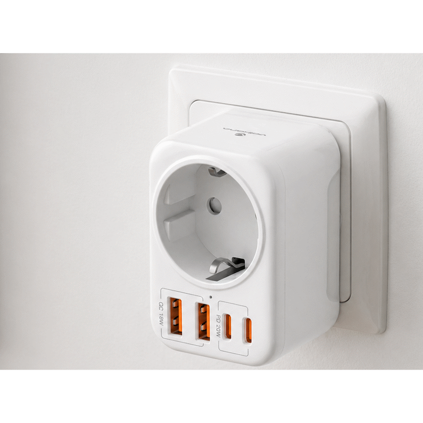 Volkano MultiVolt Series 2x USB-A + 2x USB-C adaptor SA Plug to multi travel socket 20Watt | VK-8031-WT