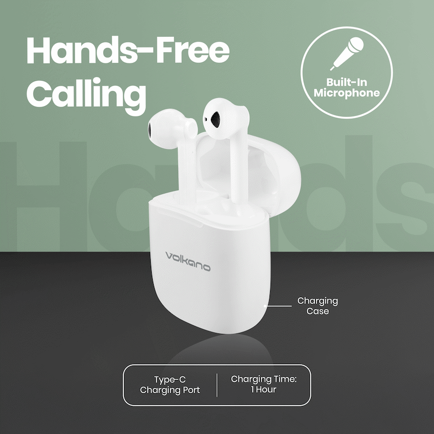 Volkano Buds X 2.0 Series True Wireless Earphones - White | VK-1138-WT[V2]