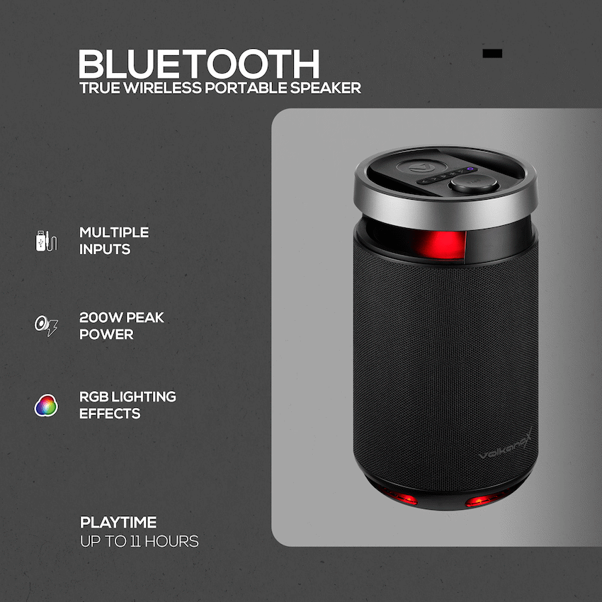 VolkanoX S800 Portable Bluetooth Party Speaker | VXS-800-BK