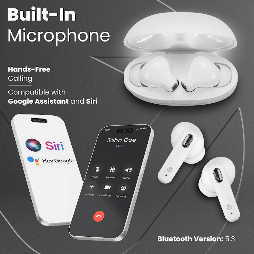 Volkano Pulse Series True Wireless Earphones with Charging Case - White | VK-1164-WT