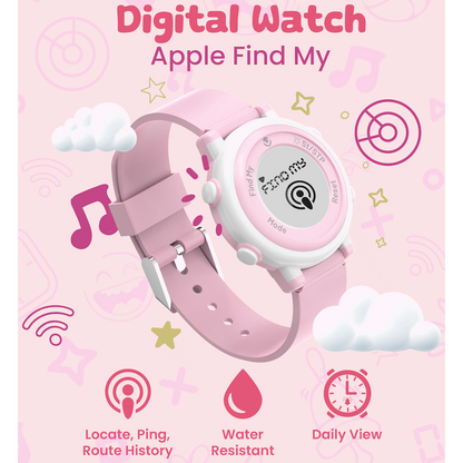 Volkano Kids Digital Watch with Apple Find My - 3ATM Waterproof (Anti-Lost) - Pink | VK-5032-PNK