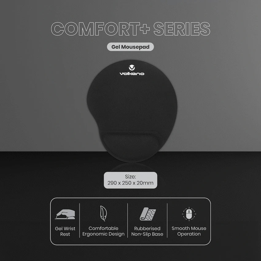 Volkano Comfort+ Series Gel Mouse Pad | VK-21000-BK