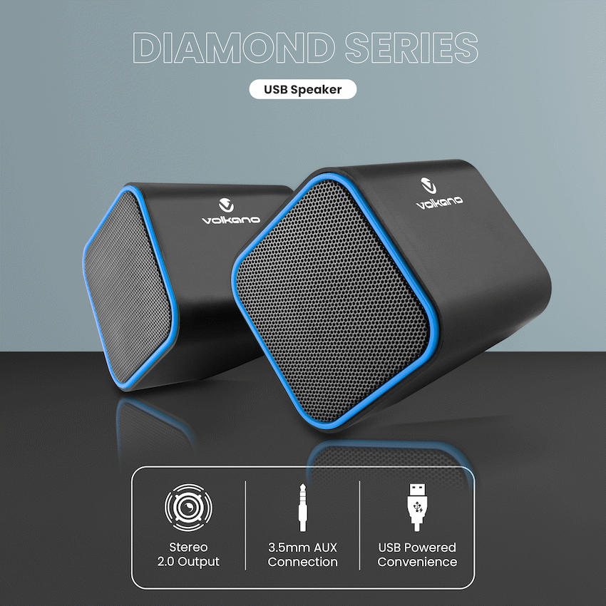 Volkano Diamond Series USB Speaker - Blue | VB-702-BLUE