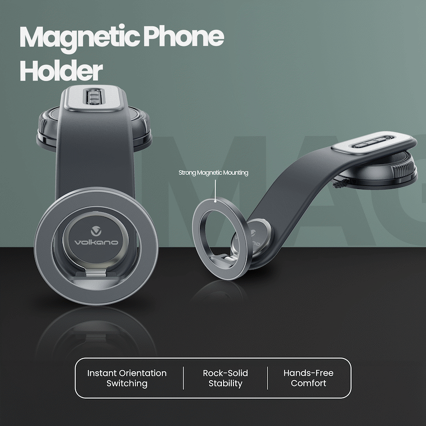 Volkano Arcmount Bendable Dash Mount Magnetic Phone Holder - Black | VK-5304-BK