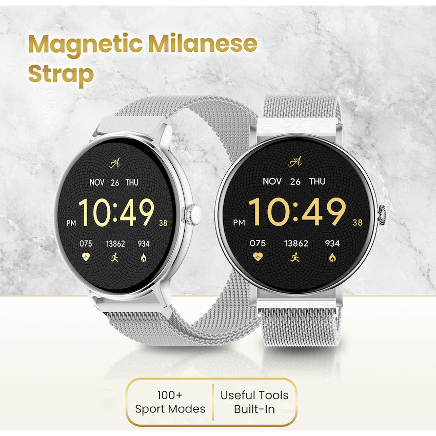 Volkano Ayla Collection Smartwatch with Extra Silicone Strap - Silver | VAC4-5105-SL