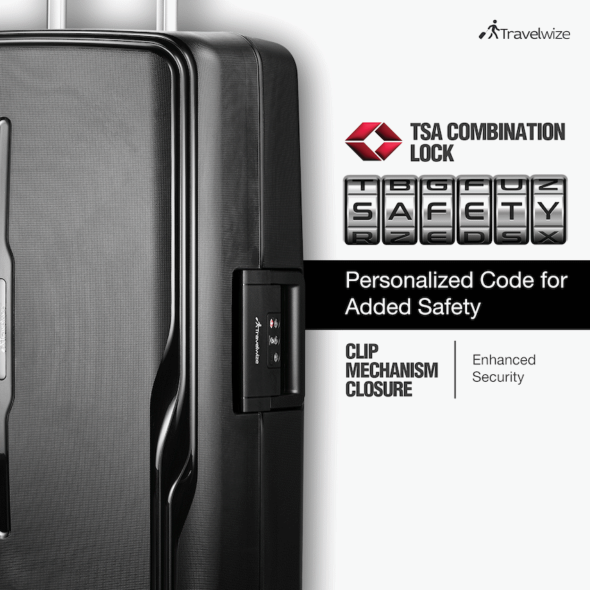 Travelwize Clipper PP 3Pc 4-Wheel Spinner Luggage Set Black | TW-9267-BK