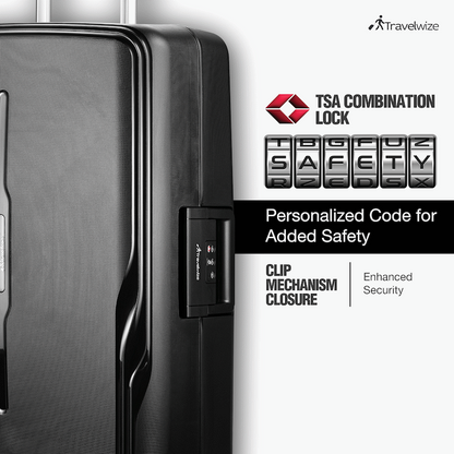 Travelwize Clipper PP 3Pc 4-Wheel Spinner Luggage Set Black | TW-9267-BK