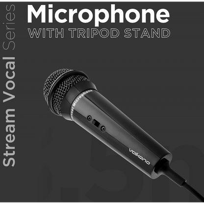 Volkano Stream Vocal Microphone with Tripod, Aux | VK-6519-BK