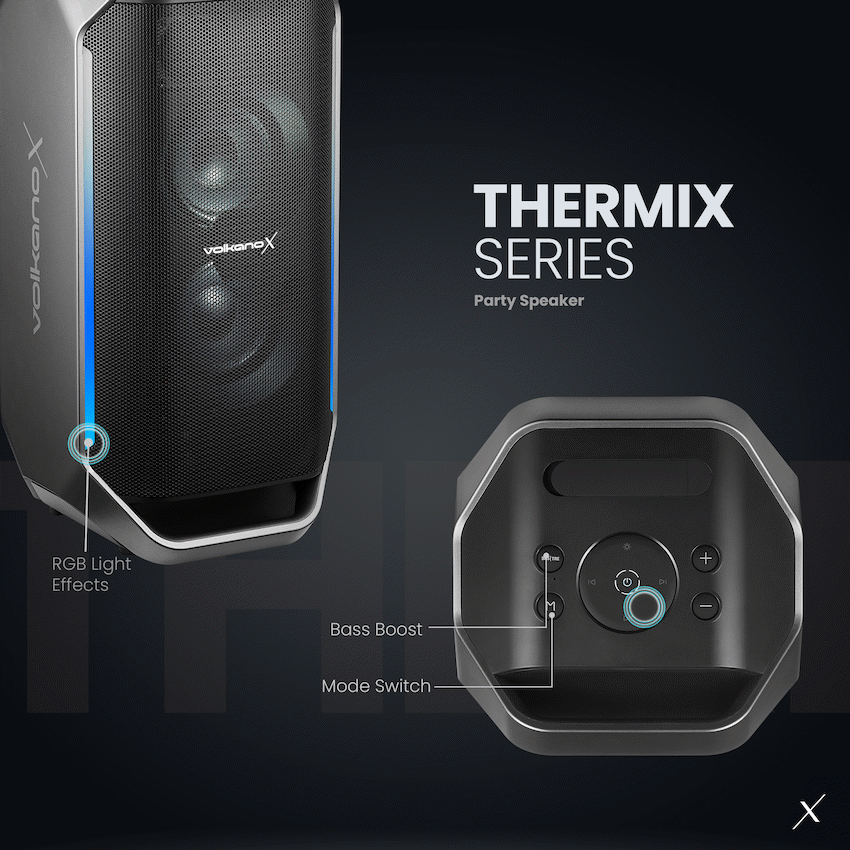 VolkanoX Thermix Series Party Speaker | VKX-3907-D65-BK