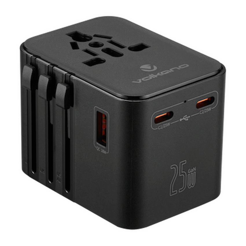 Volkano Worldwide Series Travel Adapter PD 25w + QC | VK-8018-BK[V2]